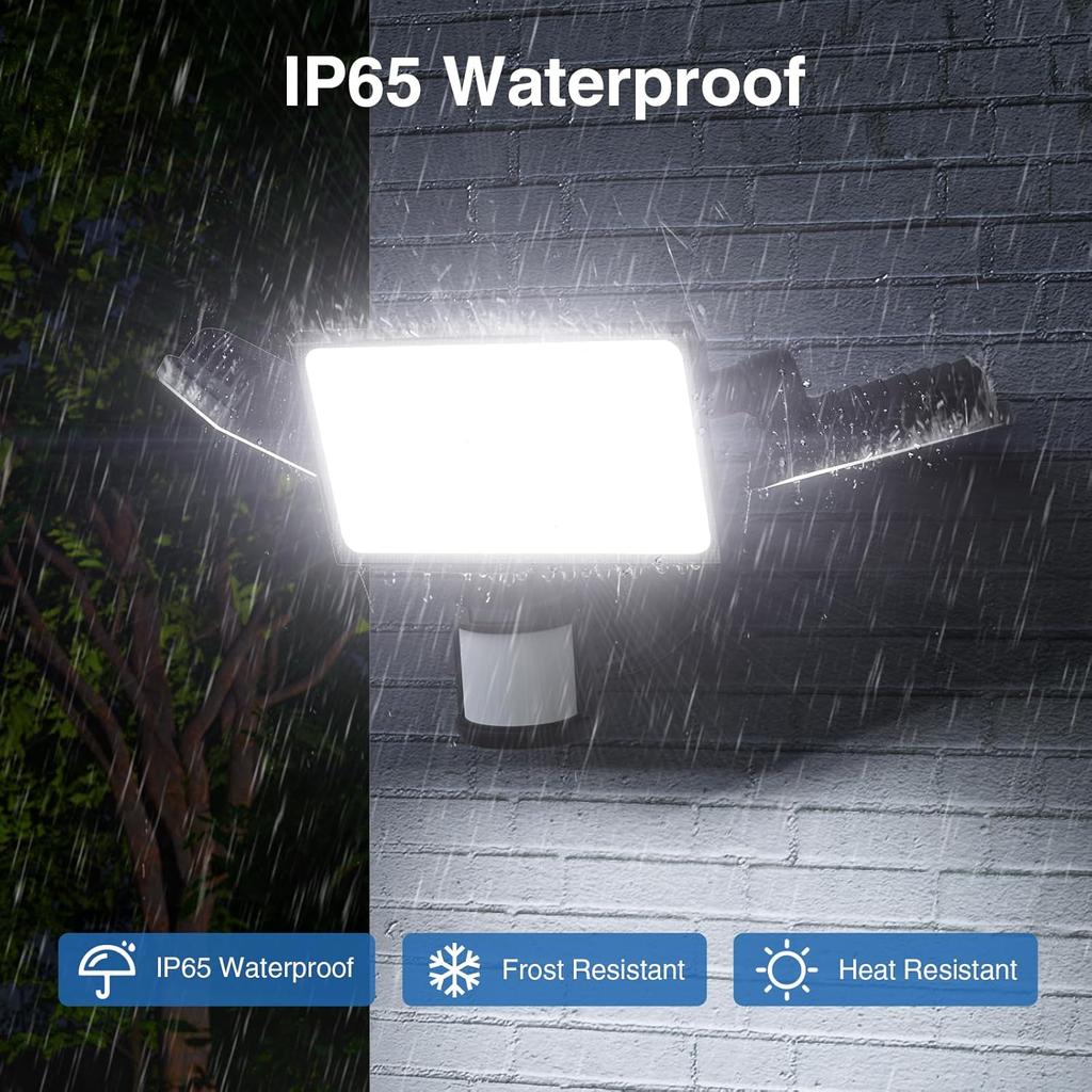 150W Motion Sensor Lights Outdoor for Outside, 15000LM LED Flood Lights Outdoor Wired Dusk to Dawn, Exterior Security Floodlight Fixture Waterproof