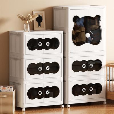 Foldable 70cm Wide Plastic Storage Cabinet for Babies and Children - Odorless, Space-Saving Wardrobe for Home and Medicine Storage