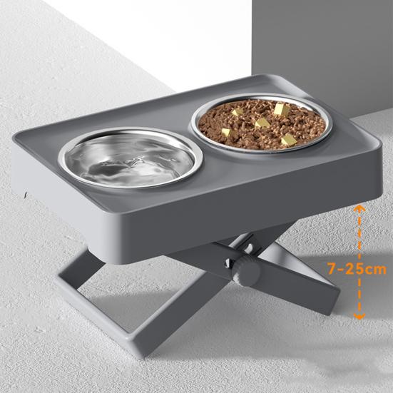 Vyvýšené misky pro psy Výškově nastavitelná zvednutá miska pro psy Protiskluzový stojan ve tvaru X s misky z nerezové oceli pro malé psy