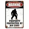 Funny Bigfoot Guarding Property Tin Sign Home Decor Metal Plaque Wall Art