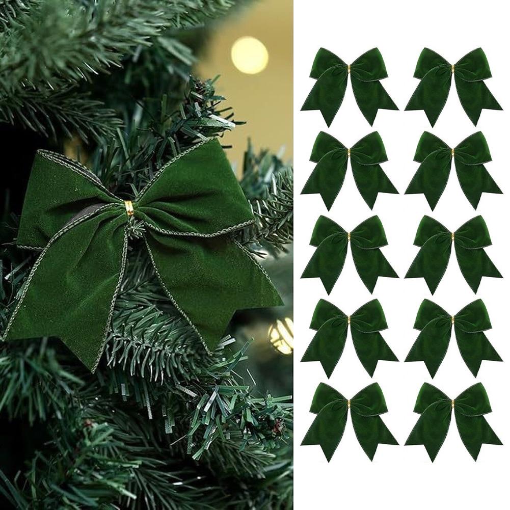 Seasonal Rustic Velvet Bow Decoration for Christmas Wreaths Vintage Polyester Ribbon Bows for Holiday Home and Tree Styling