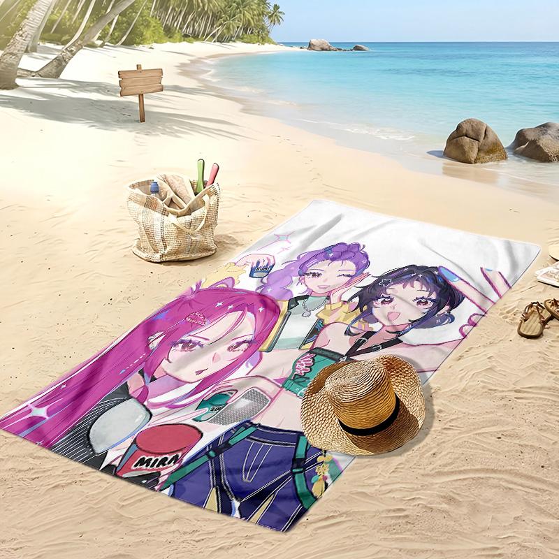 Asciugamano da Spiaggia Stampato Kpop Demon Hunters, Asciugamano Grande Assorbente ad Asciugatura Rapida per Estate e Attività all'Aperto in Acqua