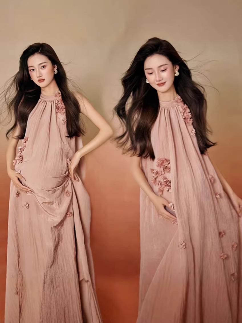 Women s Summer Pink Floral Off-the-Shoulder Halter Maxi Dress for Beach Vacation One Size