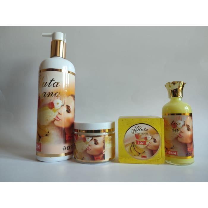 Gamme De Soins De La Peau - Gluta Banana - Lait 500 Ml - Sérum - Savon 200 G - Crème Éclaircissante