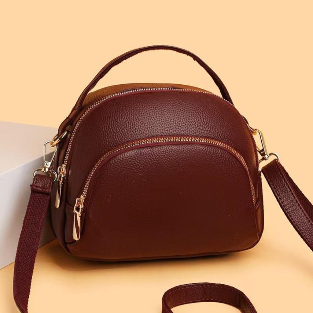 Crossbody Bag Women Faux Leather Multi Zipper Daily Commute