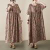 DIMANAF 2024 Plus Size Summer New Long Dress Beach Women O-Neck Floral Print Holiday Fashion Casual Loose Lady Dresses 675