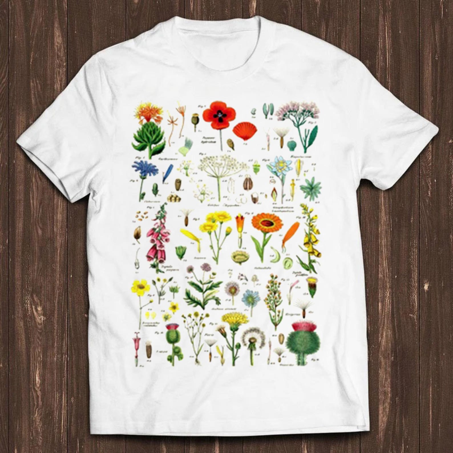 Flowers Variations British Wildflowers Retro Cool Top Tee T Shirt C509 2XL