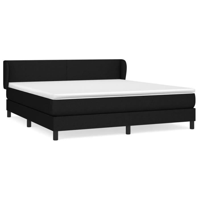 3126103 vidaXL Lit à sommier tapissier avec matelas Noir 180x200 cm Tissu