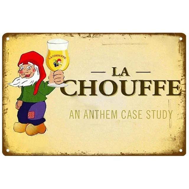 Mfoever Tin Sign Vintage Hertog Jan La Chouffe Beer Themed Metal Tin Sign Retro Belgian Brewery Wall Art Decor for Bar Pub Man Cave Rustic Iron P