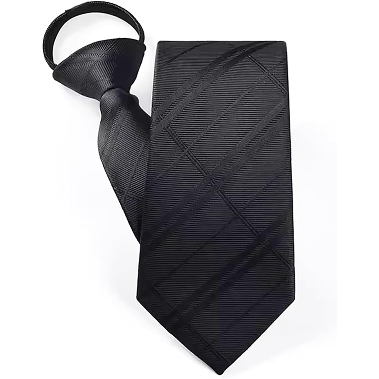 

[Комната Любви] Роскошный Мужской Деловой Галстук с Одним Нажатием, Галстук-Молния, Легко Крепится за 5 Секунд, Название Бренда, Можно Стирать, Клетка-Полоска, Синий, Серый, Черный,