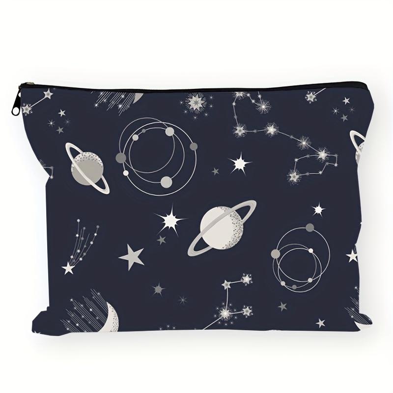 

ANavy Blue And White Starry Sky Pattern Designed Makeup Bag- Multifunctional Zipper Pouch, Jewelry Storage Bag, Perfect Travel Z