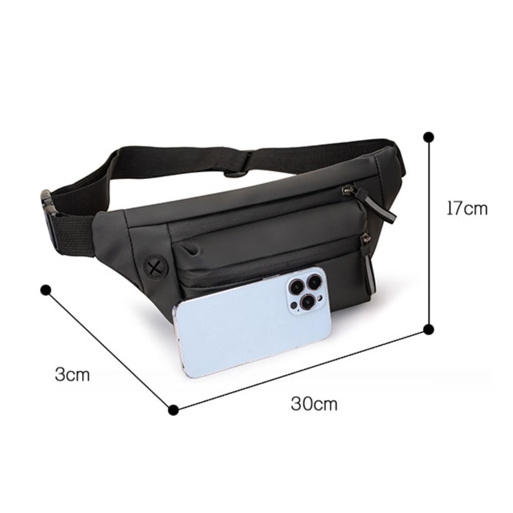 Fashionable PU Nylon Waist Bag Black Grey Blue Waterproof Outdoor Sports Bag Travel Bagpack Men Women