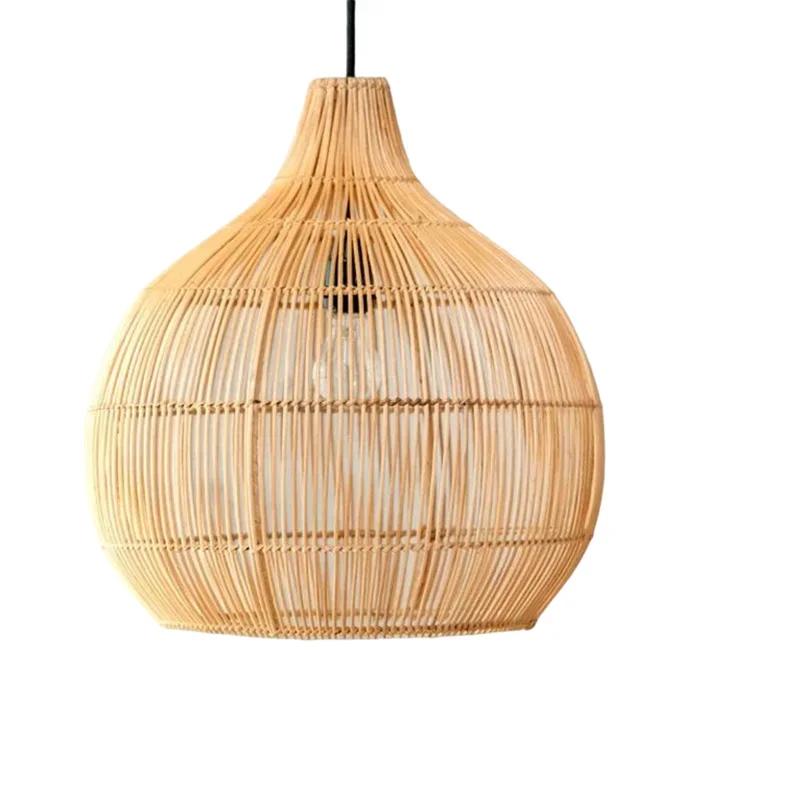 Handmade Rattan Woven Pendent Lamp Retro Decorative Lighting Fixtures Creative Designer Art Indoor Decorative Lights