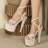 2025 Spring New  Fashion 17CM High-heeled Sandals One-word Buckle Nightclub Stiletto Women's Shoes LFD-181-Q35