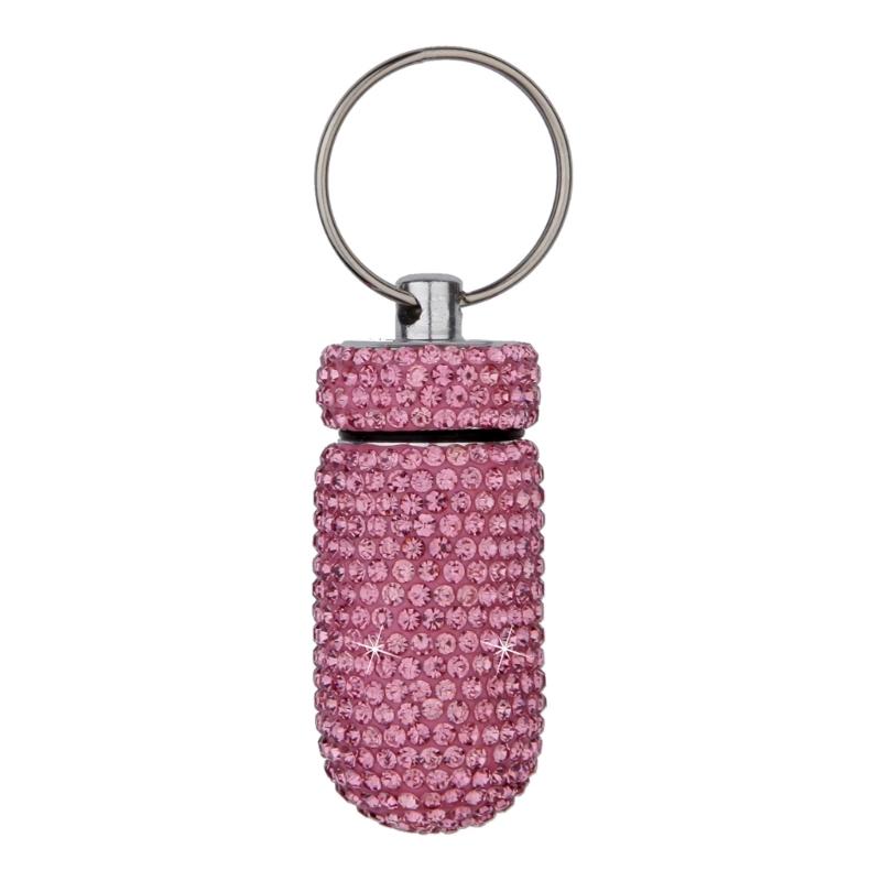 Portable Glittering Pills Organizer Small Waterproof Travel Medicine Holder with Keyring for Camping Adventures