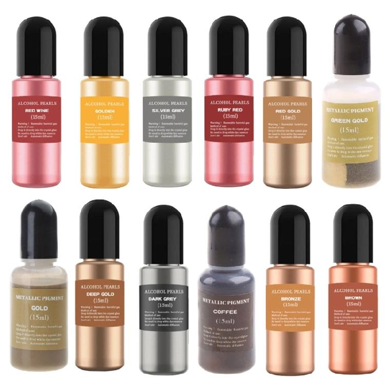 12 Color Metallic Alcohol Pigment Resin Dye Vibrant Metal Alcohol-Based Inks
