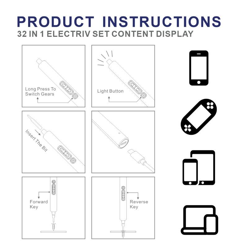 USB Elektrisk Presisjonsskrutrekkersett Multifunksjonelt Demonterings- og Reparasjonsverktøy