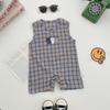 Plaid Sleeveless Baby Romper - Summer Korean Style Jumpsuit for Boys and Girls