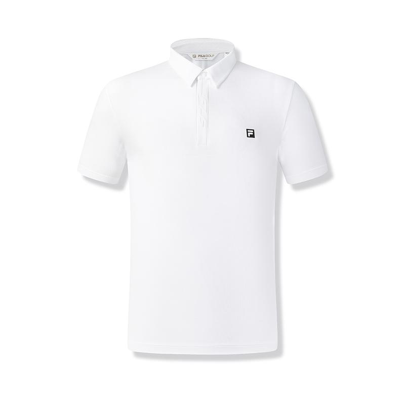 FILA Golf Series Solid Color Simple Versatile Knitted Short Sleeve Polo Shirt Men tops Jade-White A11M525103F-WT