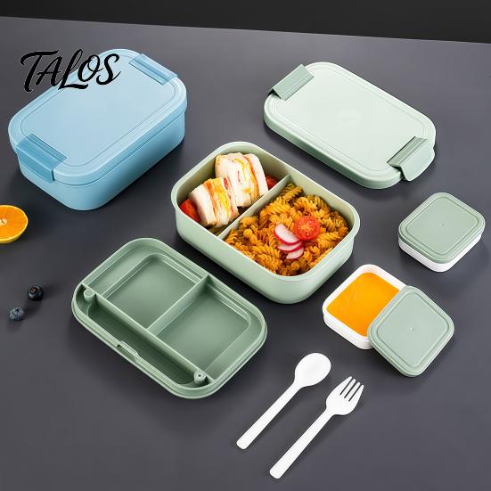 Scatola Multiuso per Conservazione in Cucina a Doppio Strato per Pranzo con Contenitore per Salsa e Stoviglie, Ermetica Impilabile per Alimenti Grande Capacità Bento per il Lavoro