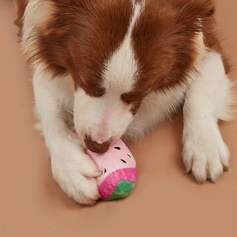 1 Sliced Watermelon Pet Plush Toy for Dogs and Cats To Interact and Play
