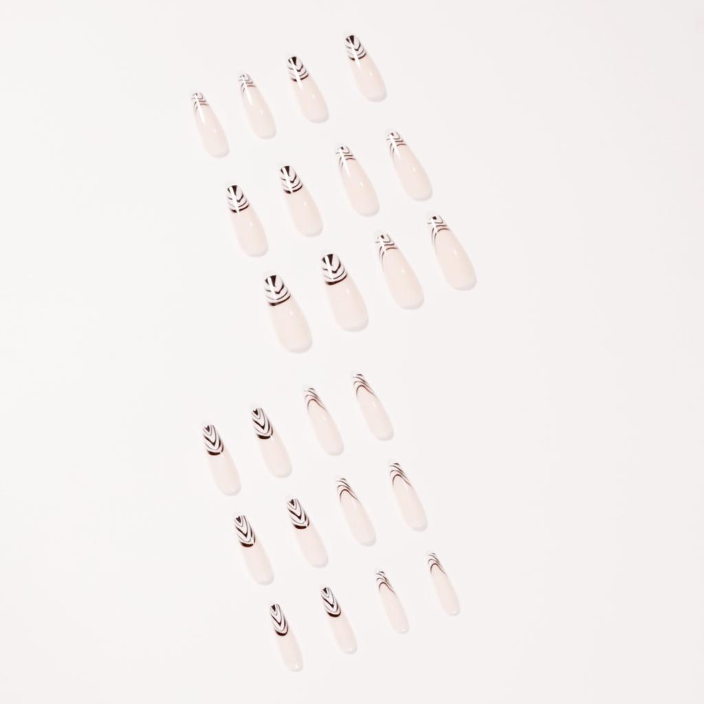 Black and White Markings French False Nail Wear Nail Art Finished Fake Nail Nail Patch Nail Patch