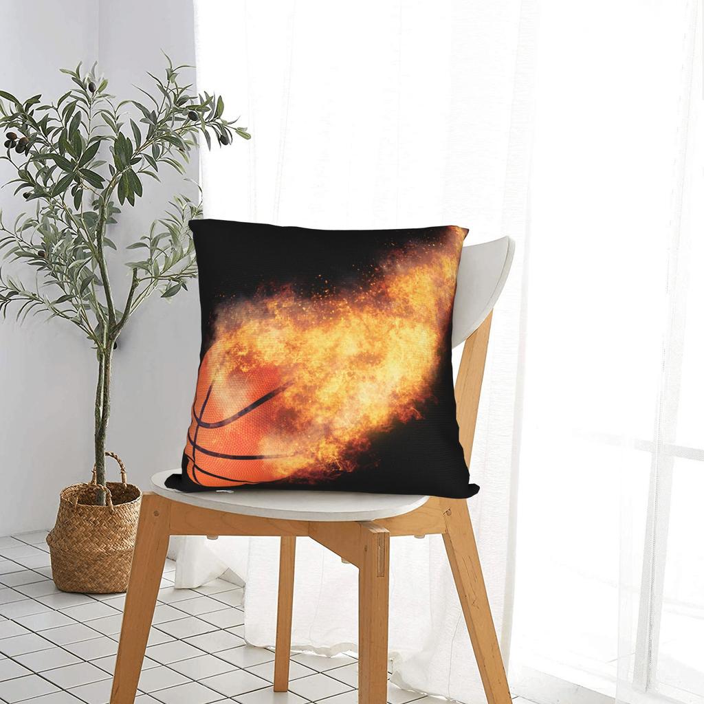 Flaming Basketball Square Pillowcases Polyester Sofa Cushion Case Cool Home Decoration Pillowcase 45*45