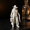 Matte Black Ornament 3D Printed Gothic Lantern Hunter Figurine, Dark Cloaked Man Statue Durable Static Figure with Cape for Halloween, Spooky