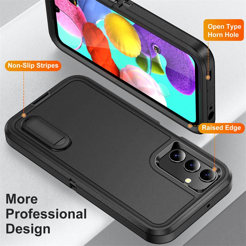 3 In 1 Heavy Armor Defend Phone Case For Samsung Galaxy A16 A06 A15 A14 A54 A26 A36 A56 A17 A27 A37 5G Plastic Frame TPU Cover