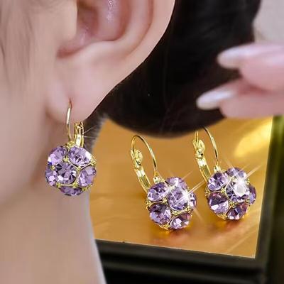 Nuovi Orecchini Pendenti Geometrici in Cristallo Viola Lucido Vintage da Donna Dolci Amorevoli Moda Orecchini a Goccia Lucidi Gioielli Regali