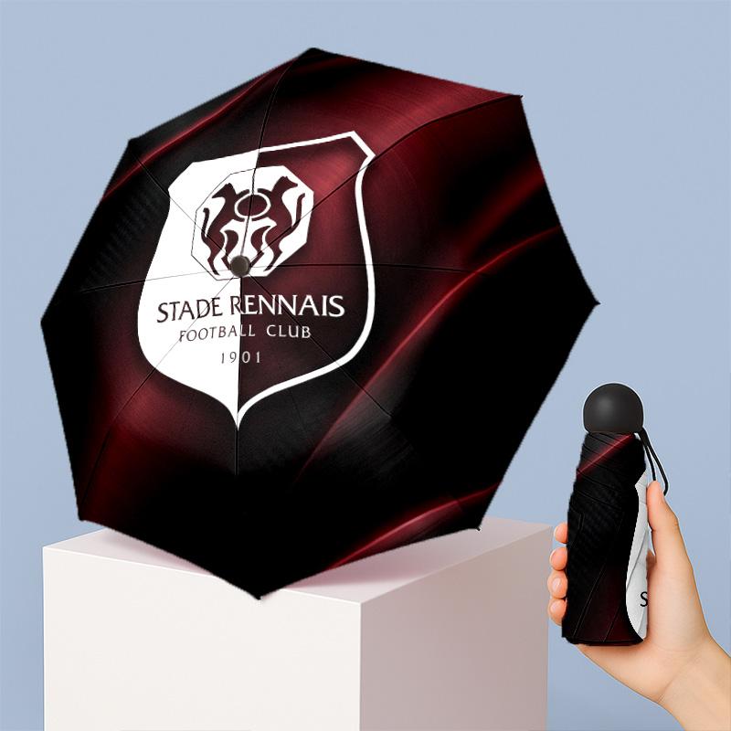 Stade Rennais FC Mini 5 Fold Pocket Umbrella Compact Lightweight Anti UV Rain Sun Protection Umbrella Portable Travel Umbrella