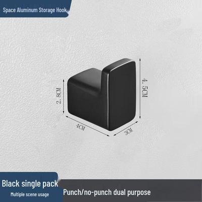 Black Space Aluminum Dual-Use Coat Hooks (2-Pack)