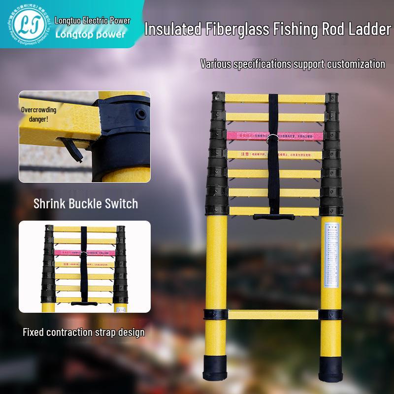 Insulated Telescopic Fiberglass Electrician's Ladder - Thickened & Folding Safety Design