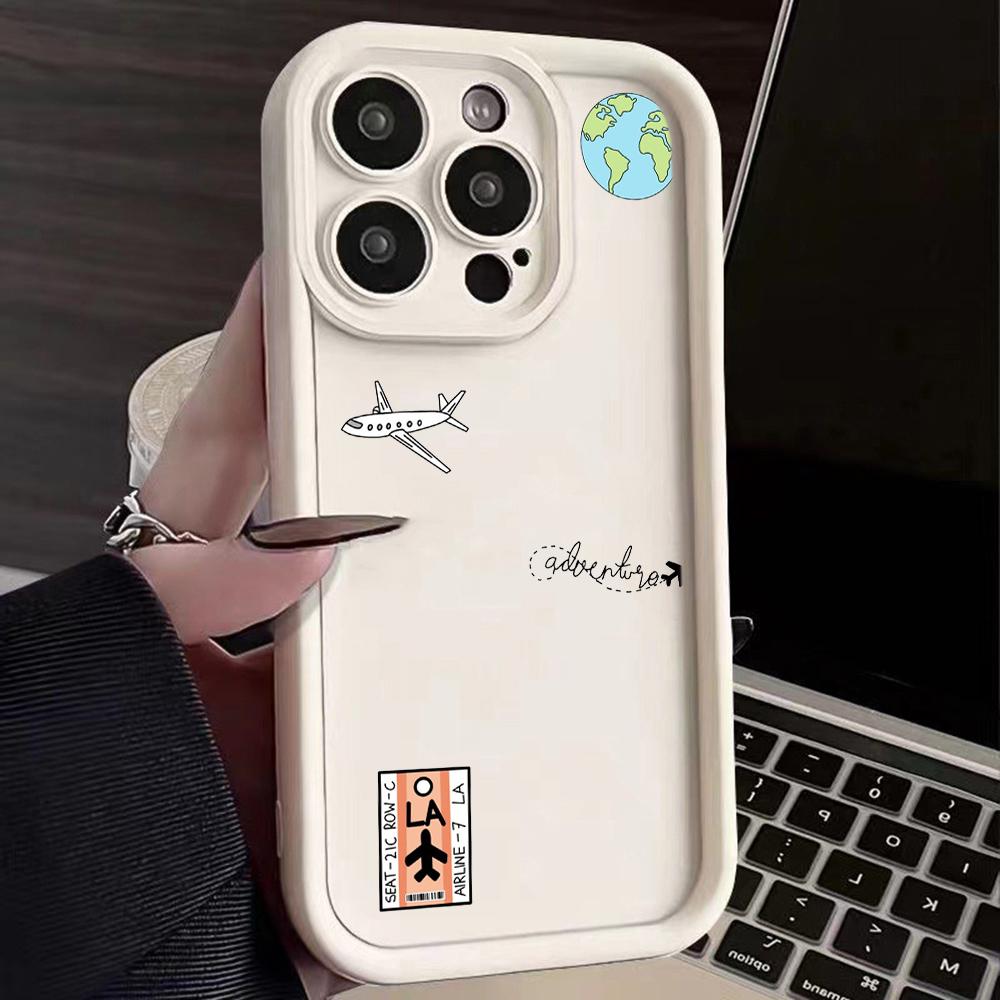 N68 Airplane flight trajectory art Soft Angel Eyes Phone Cases for Samsung A54 A34 A14 S23 S24 Ultra S20 FE Xiaomi Redmi Note 13 12C Shockproof Cover