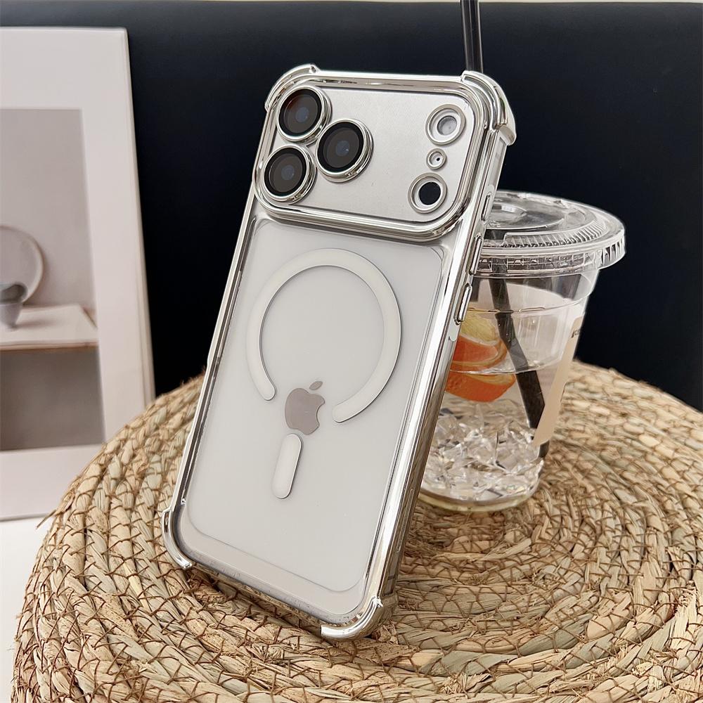 New Plating Transparent Shockproof Magnetic Phone Case For iPhone 17 17 Air 17Pro 17 Pro Max For Magsafe Wireless Charge Cover