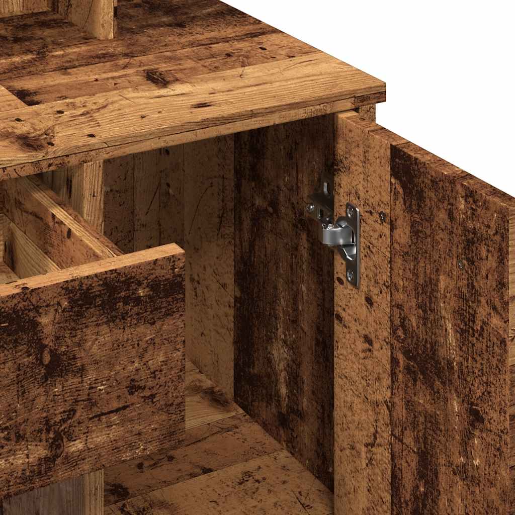 Makeup Table with LED Lights Rustic Wood Effect 86.5 x 35 x 136 cm