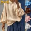 GMXIA Women's Fashion Casual O-Neck Long Sleeve Blouses & Shirts