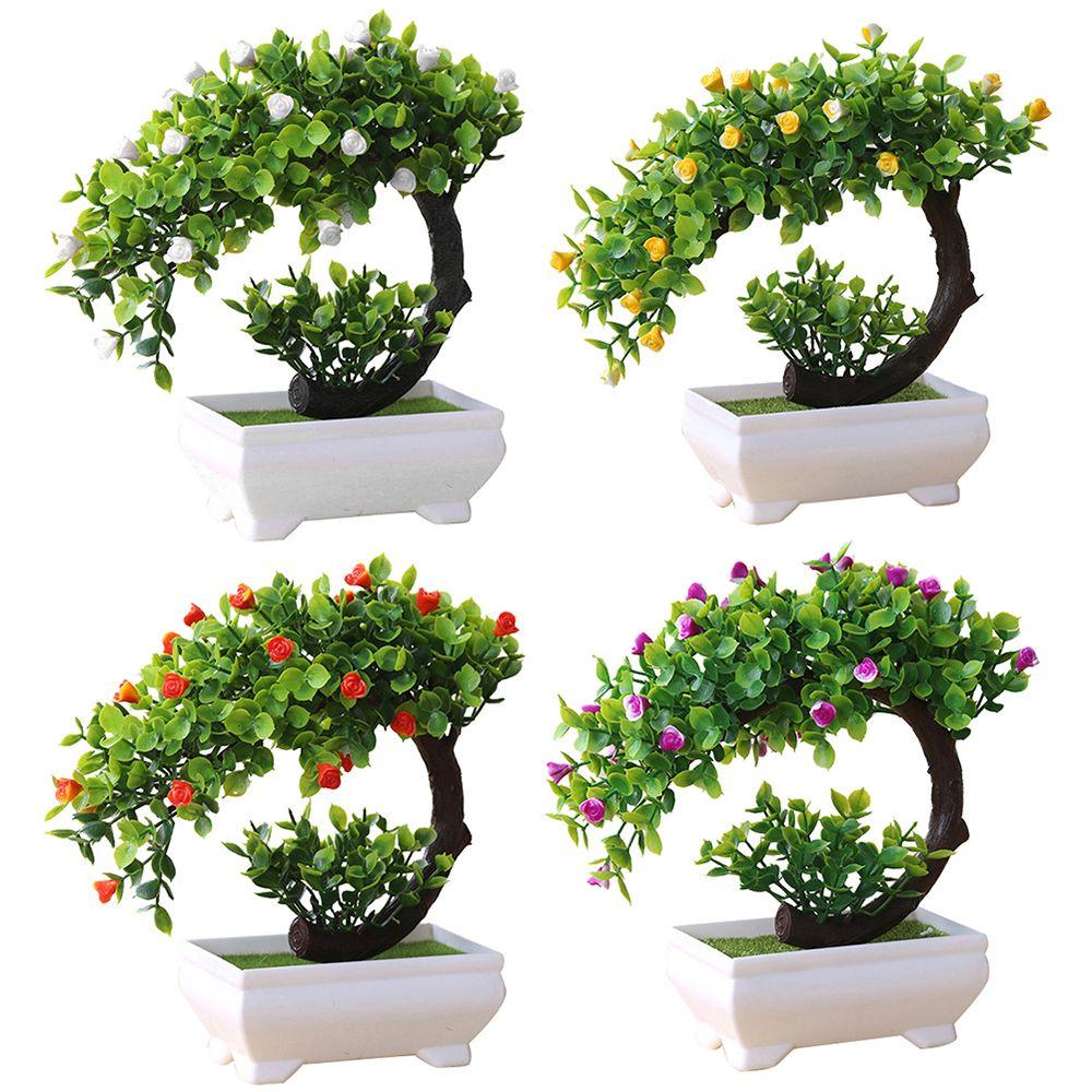 Colorful Welcoming Pine Home Decor Artificial Potted Simulation Bonsai Fake Plants Plastic Flowers