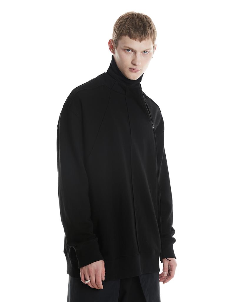 Digeunag Side Zipper Pintuck Sweatshirt (Black)_ Pd3Ts0101