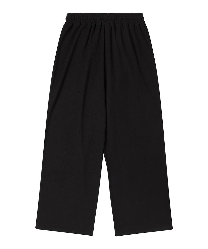 DELICCENT Ribbed Double-Pleat Wide Pants [Black]
