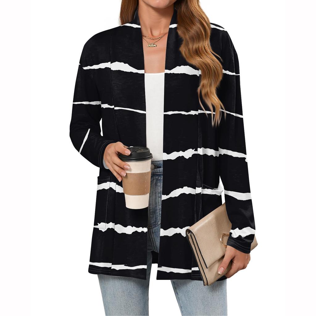 Damen Leichte Strickjacken Offen Vorne Langarm Lässig Locker Dünne Strickjacken Mit Taschen