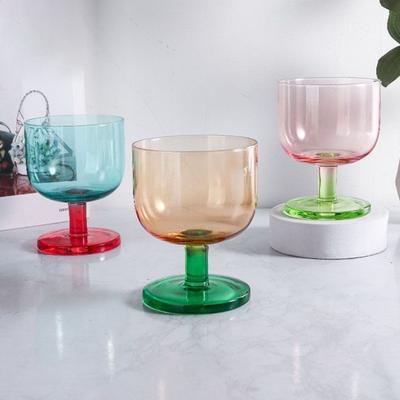 Jelly Color Collision Crystal High Footed Cup Coffee Cup Restaurant High Footed Handmade Juice Cups Unique Color Kitchen Tools