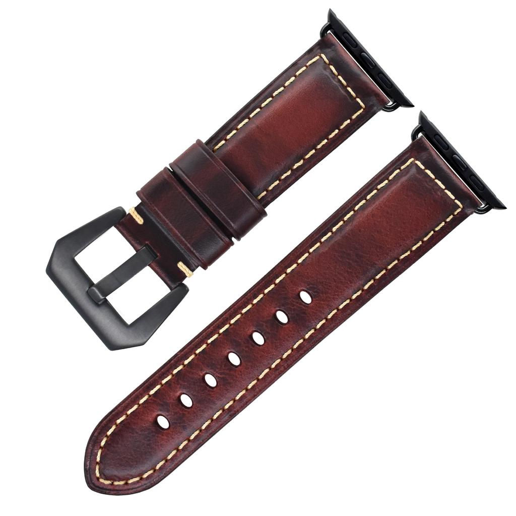 First Layer Real Cowhide Retro Leather Watch Strap Replacement for Apple Watch Series 1 2 3 4 5 7 8 9 SE Smart Watch Accessory
