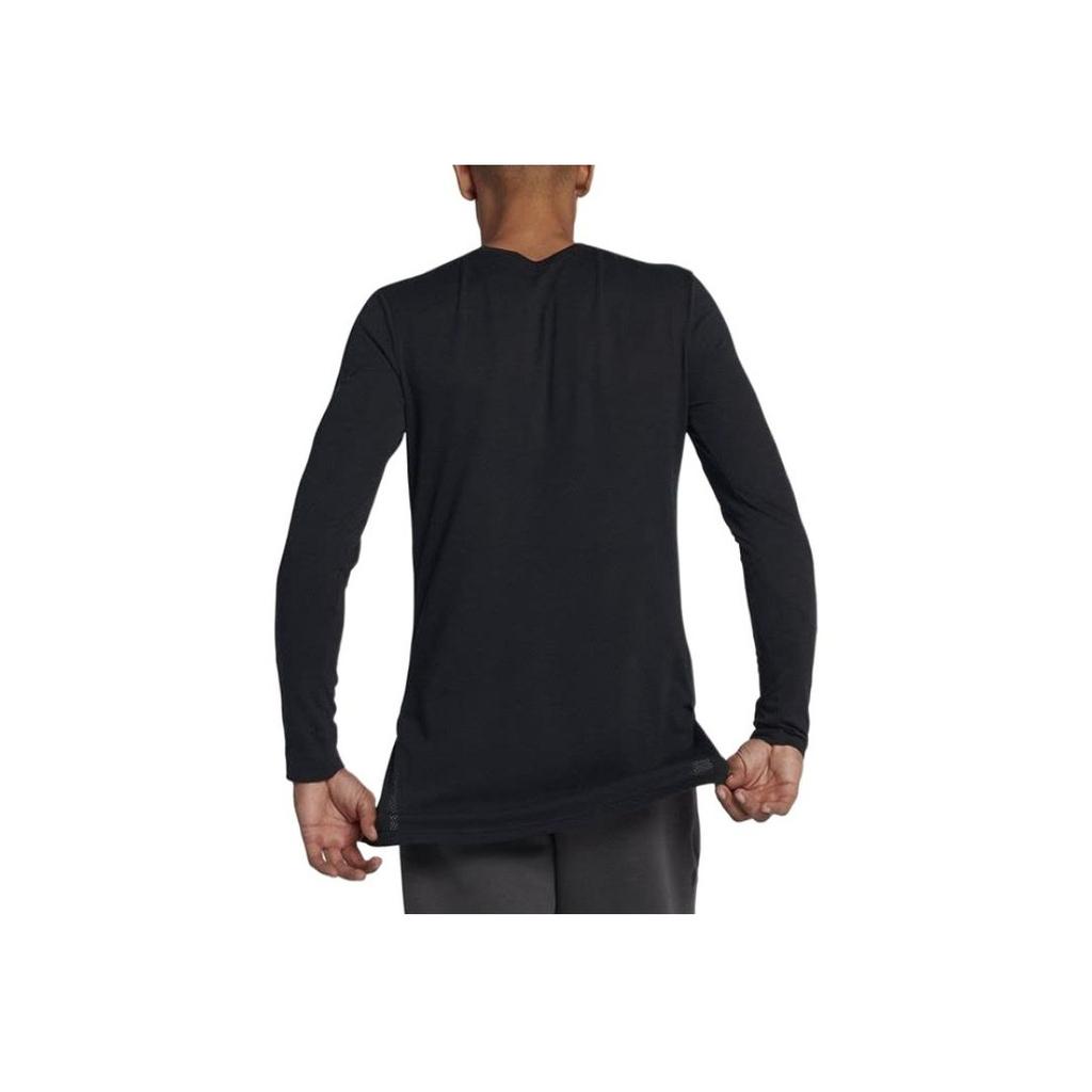 Nike Solid Color Sports Casual Crew Neck Knit Long Sleeve T-Shirt Men Tops Black 891602-010