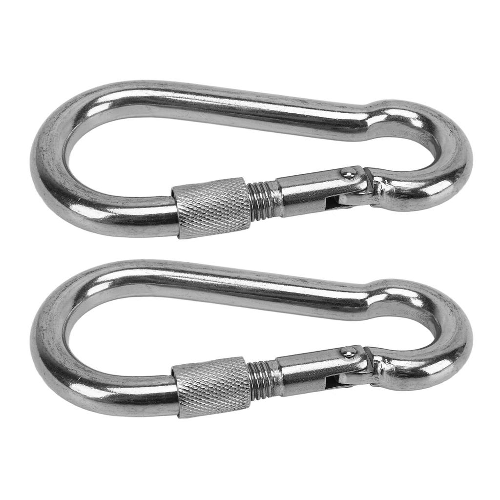 2pcs Stainless Steel Locking Clip Outdoor Camping Locking Buckle for Hiking Hammock Dog Leash Harness