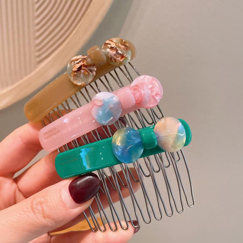 Korean Style Elegant Acetate Hair Comb with Bow Knot