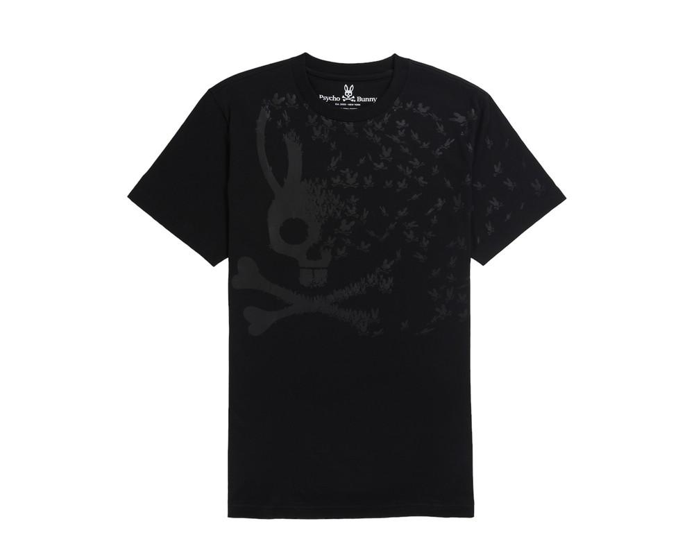 Psycho Bunny Mullen Crew Neck Graphic Black Mens Tee B6U618X1PC-BLK