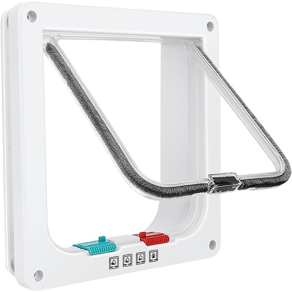 Dog Cat Door 4 Way Locking Cat Dog Flap Door for Interior Exterior Doors, Weatherproof Pet Door for Circumference