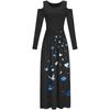 Womens Fashion Off Shoulder Print Long Sleeves Floor-Length Long Dress