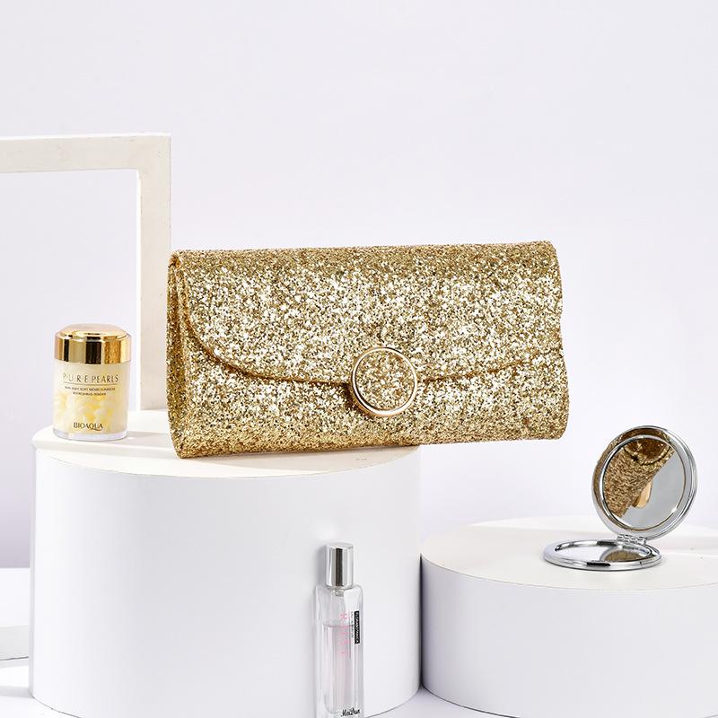 

Korean version of simple dinner bag, fashionable light luxury diamond-encrusted shoulder bag, evening dress banquet bag золотой